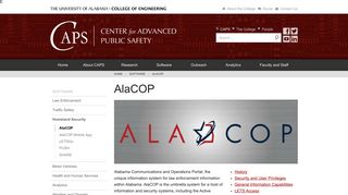 AlaCOP - The Center for Advanced Public Safety - University of Alabama