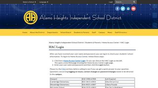 HAC Login - Alamo Heights Independent School District