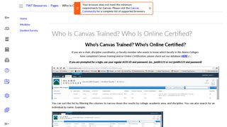 Who Is Canvas Trained? Who Is Online Certified?: Teaching with ...