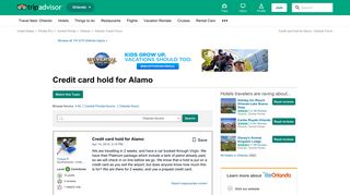 Credit card hold for Alamo - Orlando Forum - TripAdvisor