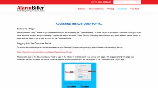 Accessing the Customer Portal | AlarmBiller