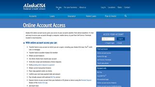 Online account access - Alaska USA