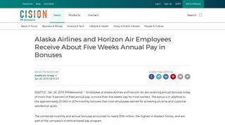 Alaska Airlines and Horizon Air Employees Receive About Five Weeks ...