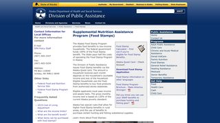 Food Stamps - Alaska Department of Health and Social Services