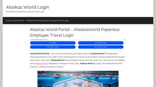 AlaskasWorld Paperless Employee Travel Login: AlaskasWorld Portal