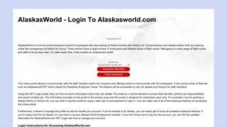 AlaskasWorld - Login To Alaskasworld.com