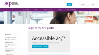 Login to the SPT portal | Alberta College of Pharmacy