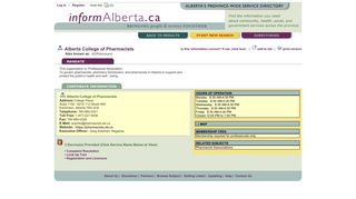 Alberta College of Pharmacists - InformAlberta.ca