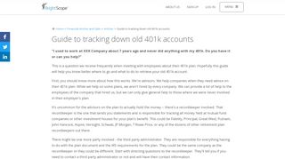 Guide to tracking down old 401k accounts - BrightScope