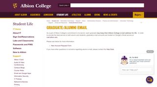 Graduate/Alumni Email - Albion College