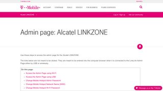Admin page: Alcatel LINKZONE | T-Mobile Support