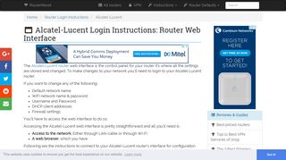 Alcatel-Lucent Login: How to Access the Router Settings | RouterReset