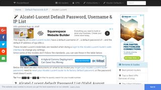 Alcatel-Lucent Default Password, Login & IP List (updated August ...