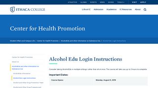 Alcohol Edu Login Instructions - Center for Health Promotion - Student ...