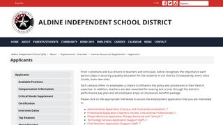 Applicants - Aldine Independent School (EN) - Aldine ISD