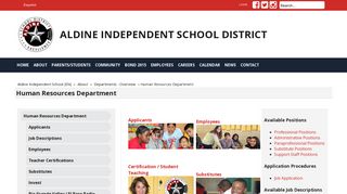 Human Resources Department - Aldine Independent ... - Aldine ISD