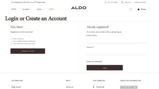 Login or Create an Account - Aldo