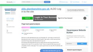 Access aldo.aberdeenshire.gov.uk. ALDO: Log in to the site