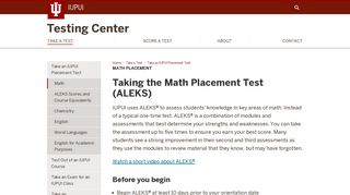 ALEKS Math Testing - iupui