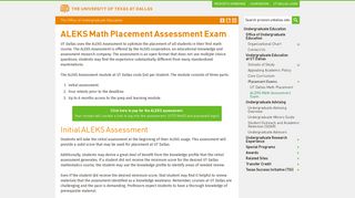 ALEKS Math Assessment Exam - The University of Texas at Dallas