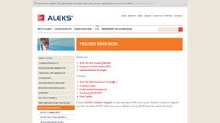 K-12 - Teacher's Resources - Aleks