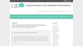 Alere Informatics Launches RALS® Connectivity System for Physician ...