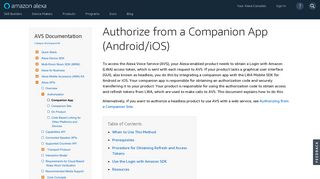 Authorize from a Companion App (Android/iOS) | Alexa Voice Service