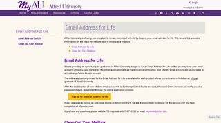 Email For Life : My Alfred University
