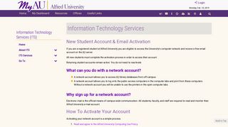 New Student Account & Email Activation : MyAU - My Alfred