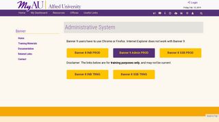 Banner Administrative System : My Alfred University