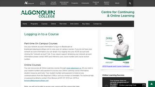 Logging in to a Course - Centre for Continuing ... - Algonquin College