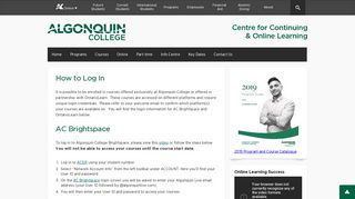 How to Log In | Centre for Continuing & Online ... - Algonquin College