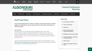 Staff Meal Plans | Food & Conference Services - Algonquin College