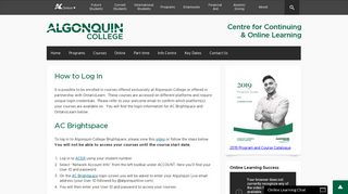 How to Log In - Centre for Continuing & Online ... - Algonquin College