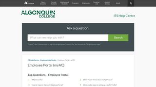 Employee Portal (myAC) | ITS Help Centre - Algonquin College