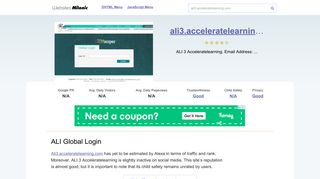 Ali3.acceleratelearning.com website. ALI Global Login.