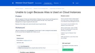 Unable to Login Because Alias is Used on Cloud Instances ...