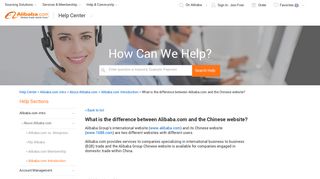 What is the difference between Alibaba.com and the Chinese website?
