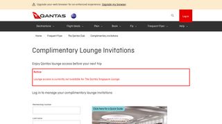 Complimentary invitations | Qantas