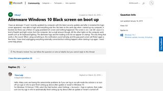 Alienware Windows 10 Black screen on boot up - Microsoft Community