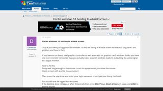 Fix for windows 10 booting to a black screen Solved - Windows 10 ...