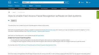 How to enable Fast Access Facial Recognition software on Dell systems.