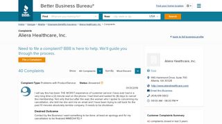 Aliera Healthcare, Inc. | Complaints | Better Business Bureau® Profile