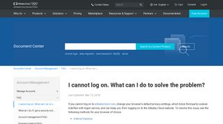 I cannot log on. What can I do to solve the problem? - FAQ| Alibaba ...
