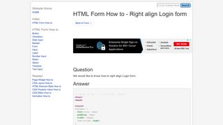 HTML Form How to - Right align Login form - Java2s
