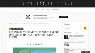 Reminder: Your Alitalia Miles Expire on March 31st (and How to ...