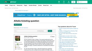Alitalia ticketing question - Air Travel Forum - TripAdvisor