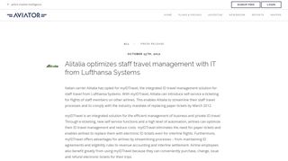 Alitalia optimizes staff travel management with IT from Lufthansa ...