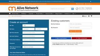 Customer Account Sign In for Alive Network Entertainment Agency