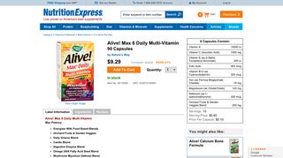 Nature's Way - Alive! Max 6 Daily Multi-Vitamin 90 Capsules - Save ...